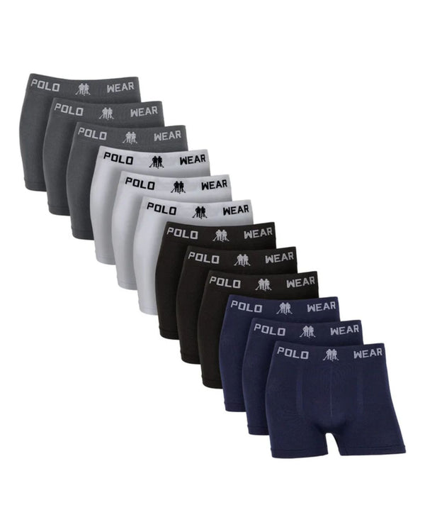 Kit Com 12 Cuecas Boxer Masculina Sem Costura Polo Wear